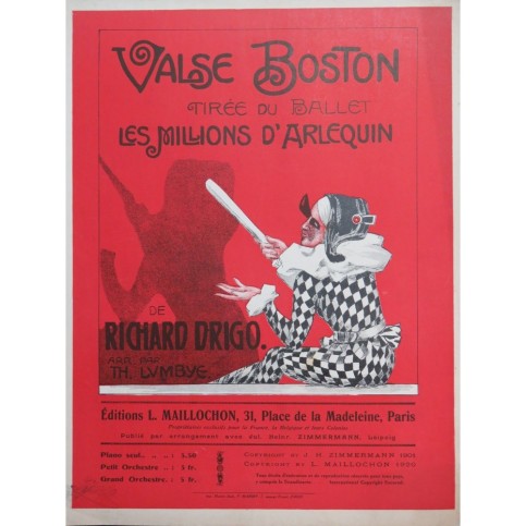 DRIGO Richard Valse Boston Piano 1920