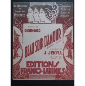 JEKYLL J. Beau Soir d'Amour Chant Piano 1930