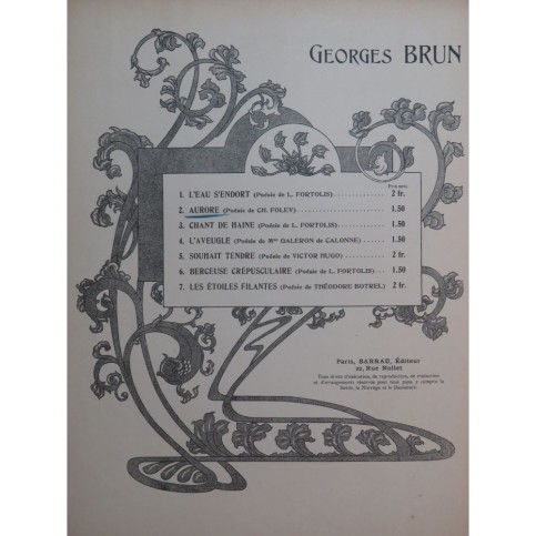 BRUN Georges Aurore Chant Piano