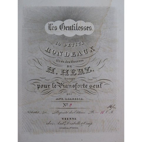 HERZ Henri Les Gentillesses Rondino No 8 Piano ca1840