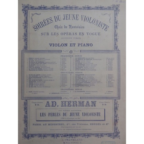 MASSENET Jules Werther Fantaisie Romantique Violon Piano 1898