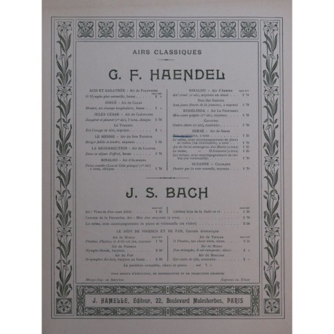 HAENDEL G. F. Serse Récitatif Chant Piano
