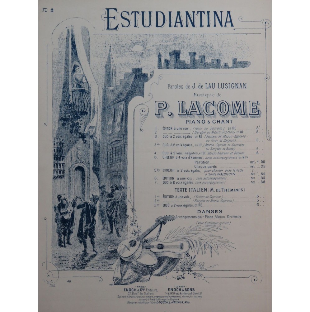 LACOME Paul Estudiantina Chant Piano ca1883