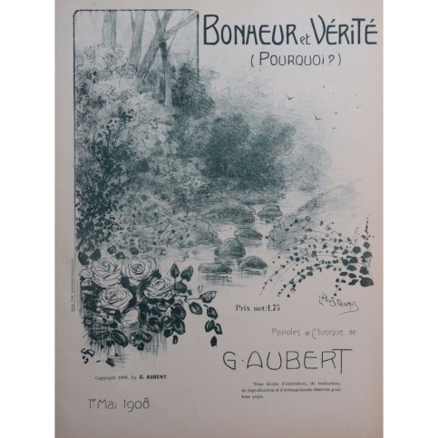 AUBERT Gaston Bonheur et Vérité Pousthomis Piano Chant 1908