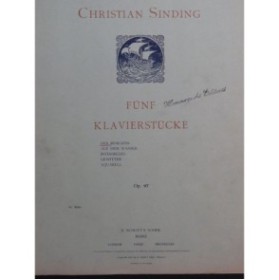 SINDING Christian Des Morgens op 97 No 1 Piano 1909