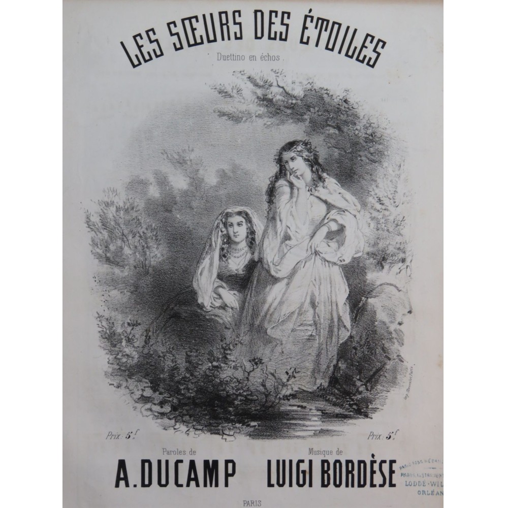 BORDÈSE Luigi Les Sœurs des Étoiles Chant Piano ca1860