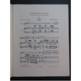 RAVEL Maurice Shéhérazade Chant Piano 1912