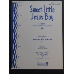 MAC GIMSEY Robert Sweet Little Jesus Boy Chant Piano 1934