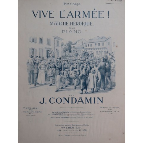 CONDAMIN J. Vive l'Armée ! Piano ca1920
