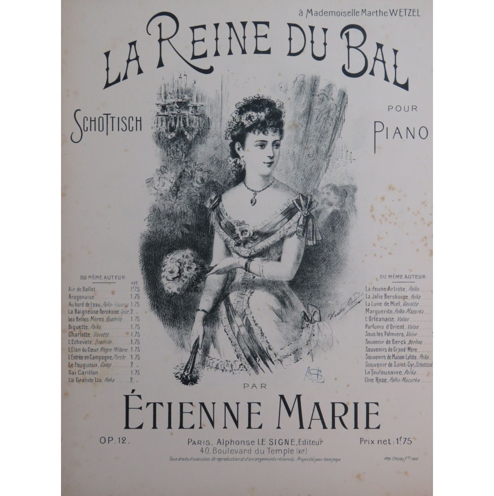 MARIE Étienne La Reine du Bal Piano XIXe siècle