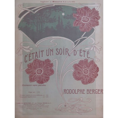 BERGER Rodolphe C'était un soir d'Été Piano 1907