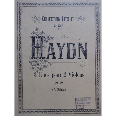 HAYDN Joseph Duos op 99 pour 2 Violons
