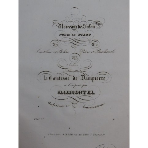 MARMONTEL Antonin Morceau de Salon Piano ca1825