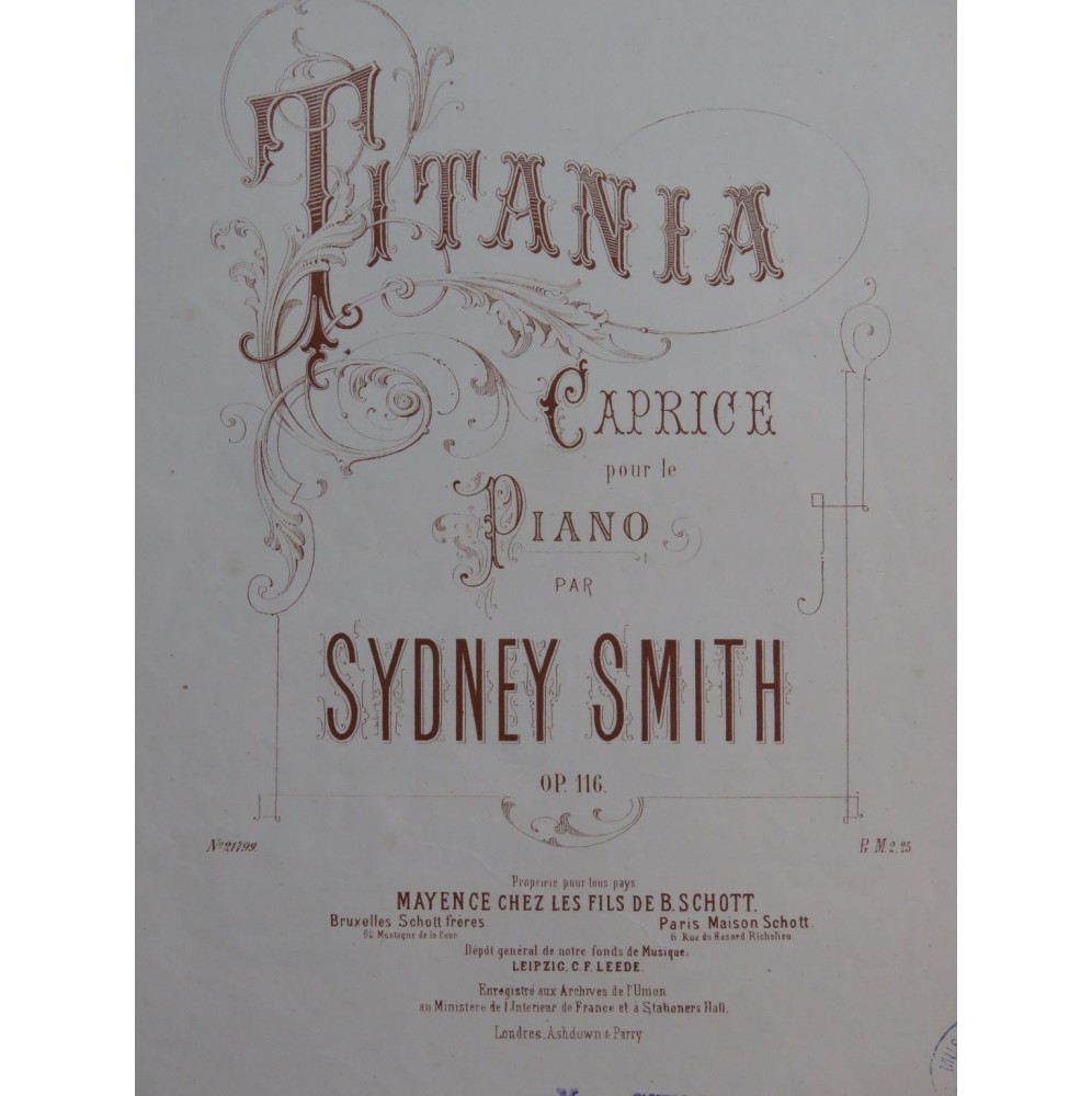 SMITH Sydney Titania Piano ca1876