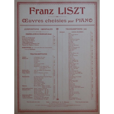 LISZT Franz Marguerite de Franz Schubert Piano