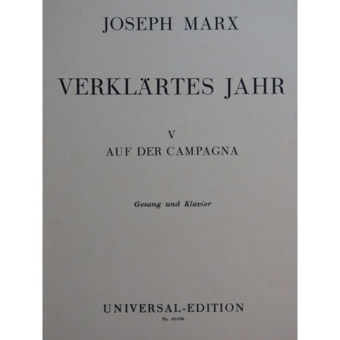 Marx Joseph Auf der Campagna Chant Piano