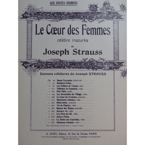 STRAUSS Joseph Le Coeur des Femmes Polka Mazurka Piano