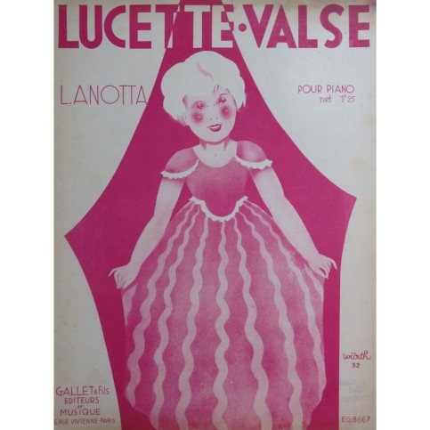 ANOTTA L. Lucette Valse Piano 1932