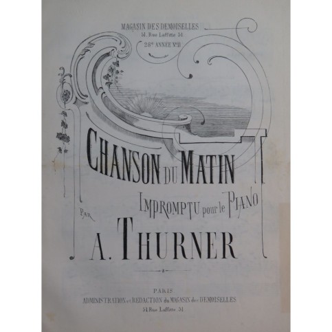 THURNER A. Chanson du Matin Piano