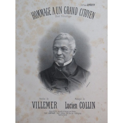 COLLIN Lucien Hommage a un Grand Citoyen Chant Piano ca1880