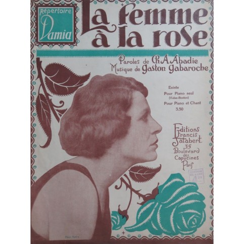 GABAROCHE Gaston La femme à la rose Piano 1922
