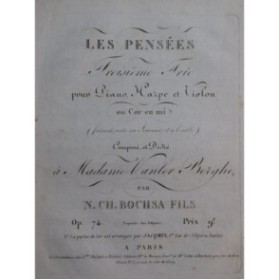 BOCHSA Nicolas Charles Les Pensées Trio Harpe Violon ca1820