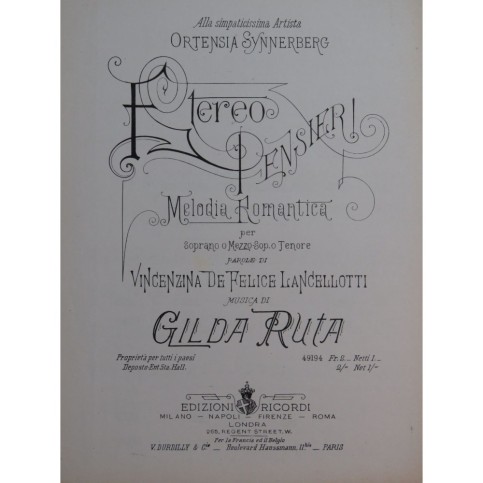 RUTA Gilda Etere Pensier ! Chant Piano 1884