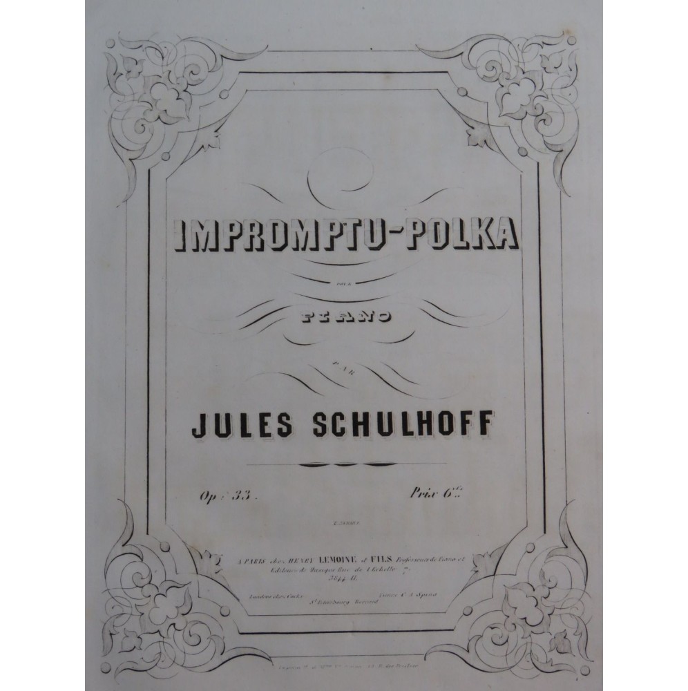 SCHULHOFF Jules Impromptu-Polka op 33 Piano ca1850