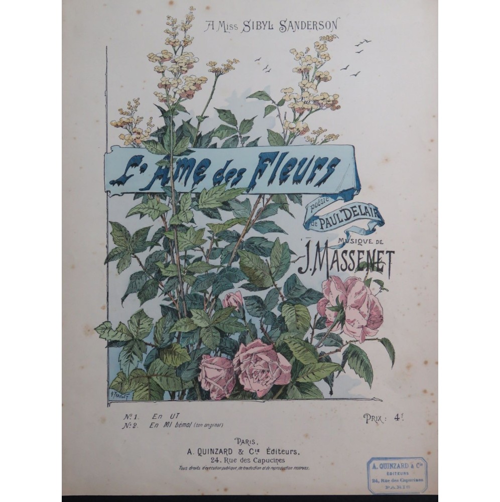 MASSENET Jules L'Âme des Fleurs Chant Piano ca1895