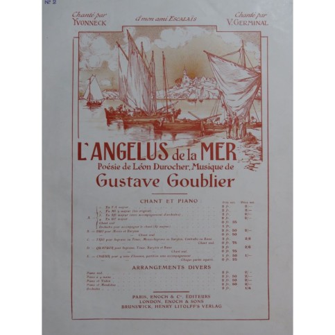 GOUBLIER Gustave L'Angélus de la Mer Chant Piano