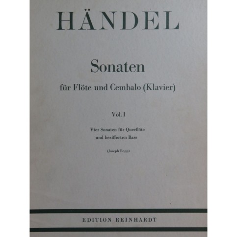 HAENDEL G. F. Sonaten Vol 1 Flute Clavecin