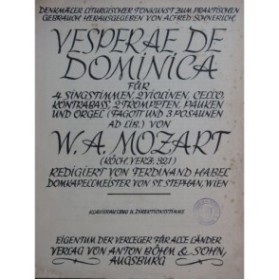 MOZART W. A. Vesperae de Dominica Chant Piano