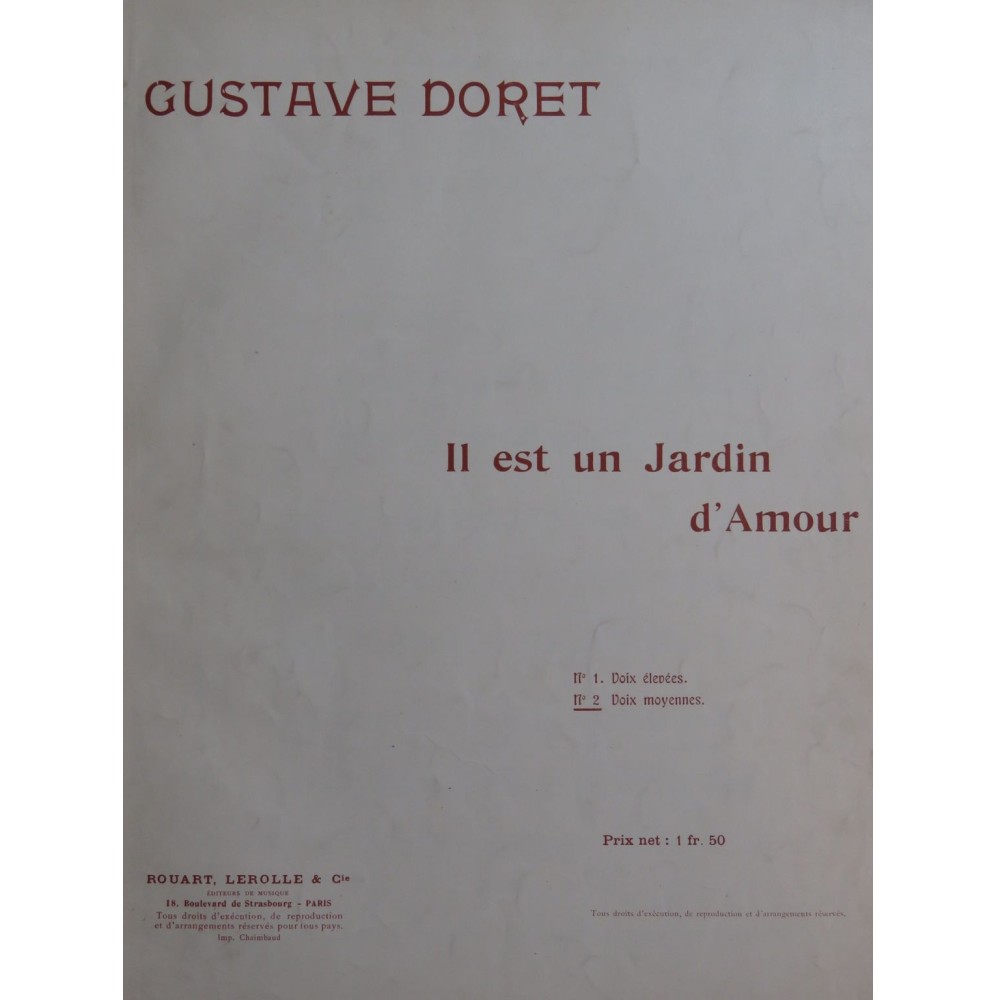 DORET Gustave Il est un jardin d'Amour Chant Piano ca1910