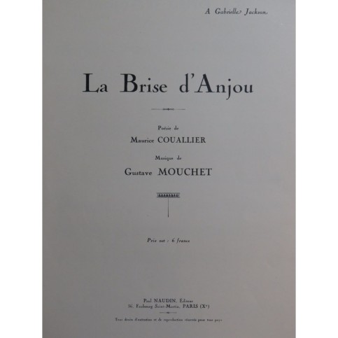 MOUCHET Gustave La Brise d'Anjou Chant Piano