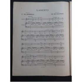 DE BALORRE Vicomte Ch. Lamento Dédicace Chant Piano ca1900