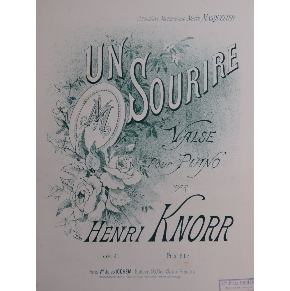 KNORR Henri Un Sourire Piano ca1890