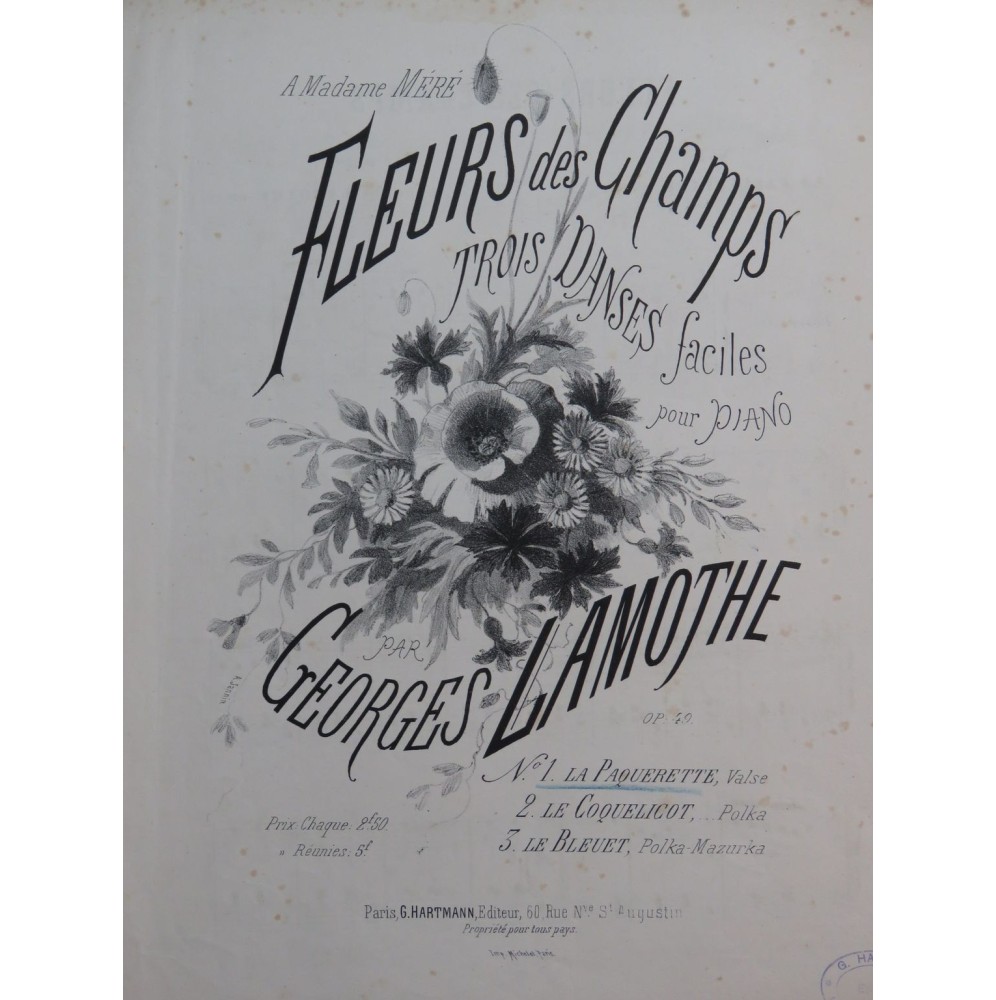 LAMOTHE Georges Fleurs des Champs Piano 1869