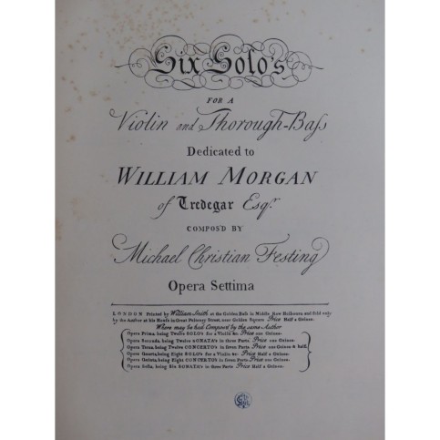 FESTING Michael Christian Sonate en Si mineur Piano Violon 1910