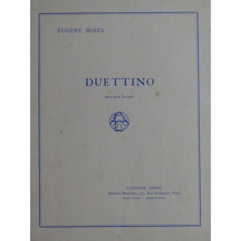 BOZZA Eugène Duettino pour 2 Bassons 1954