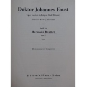 REUTTER Hermann Doktor Johannes Faust Opéra Chant Piano 1936