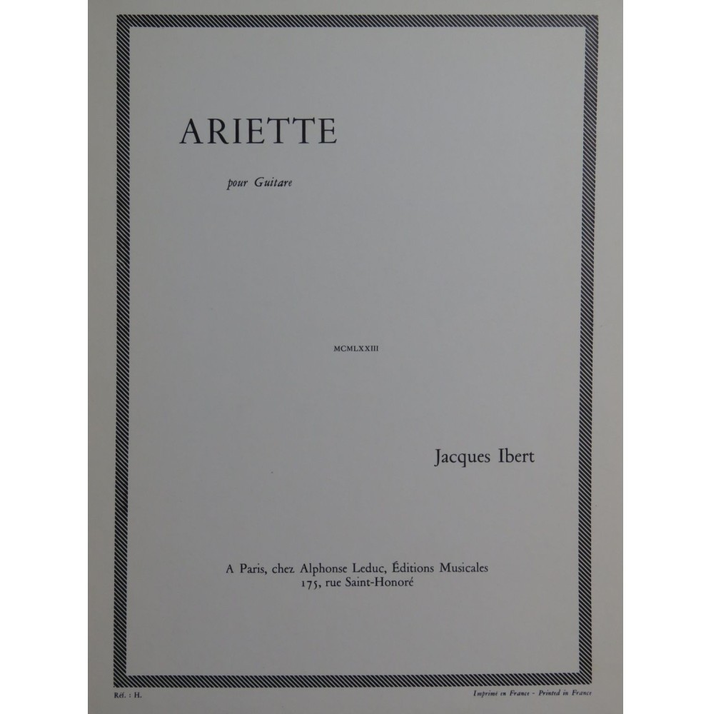 IBERT Jacques Ariette Guitare 1973