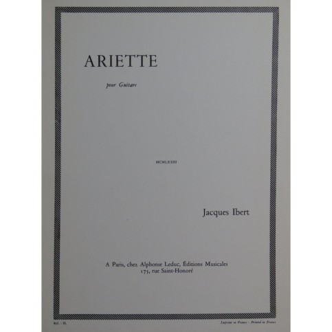 IBERT Jacques Ariette Guitare 1973