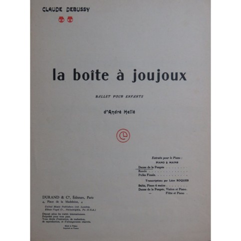 DEBUSSY Claude Danse de la poupée Piano 1963