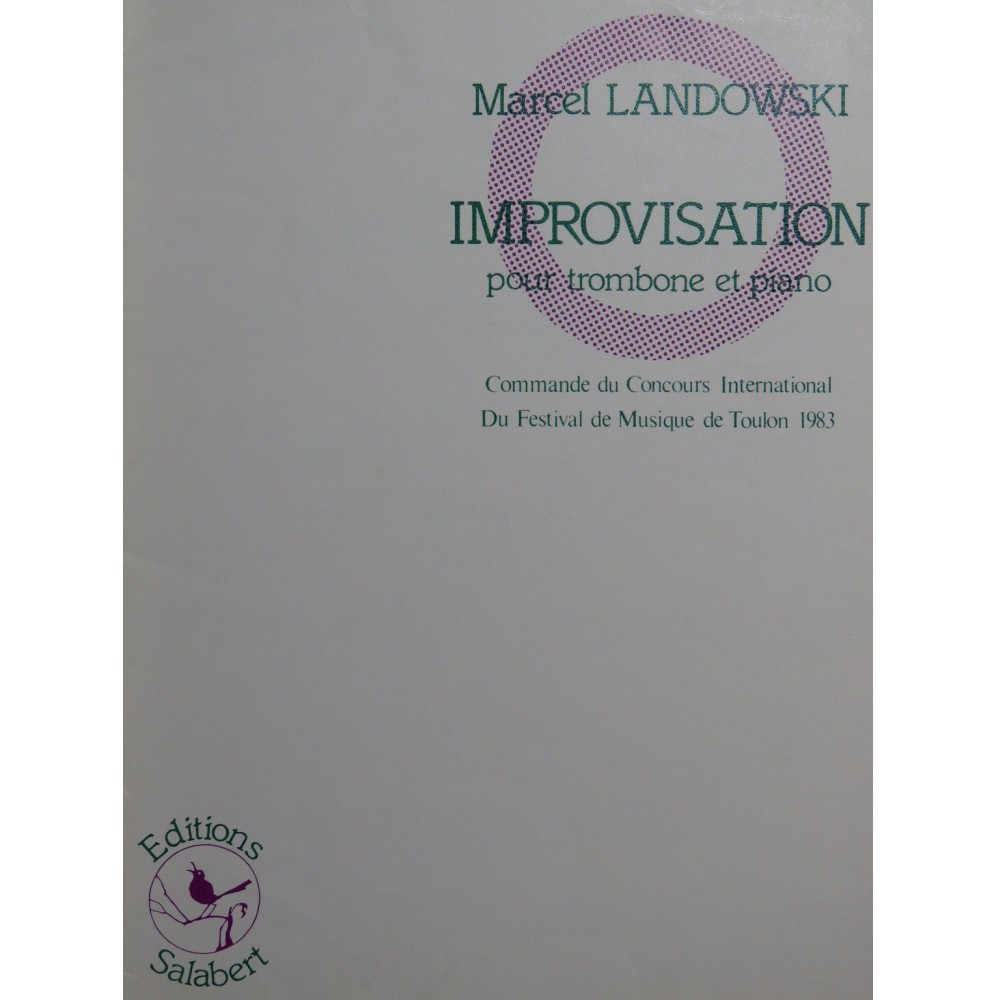 LANDOWSKI Marcel Improvisation Trombone Piano 1983