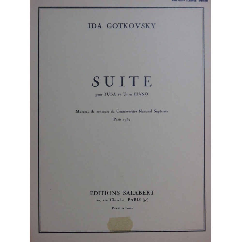 GOTKOVSKY Ida Suite Piano Tuba 1959