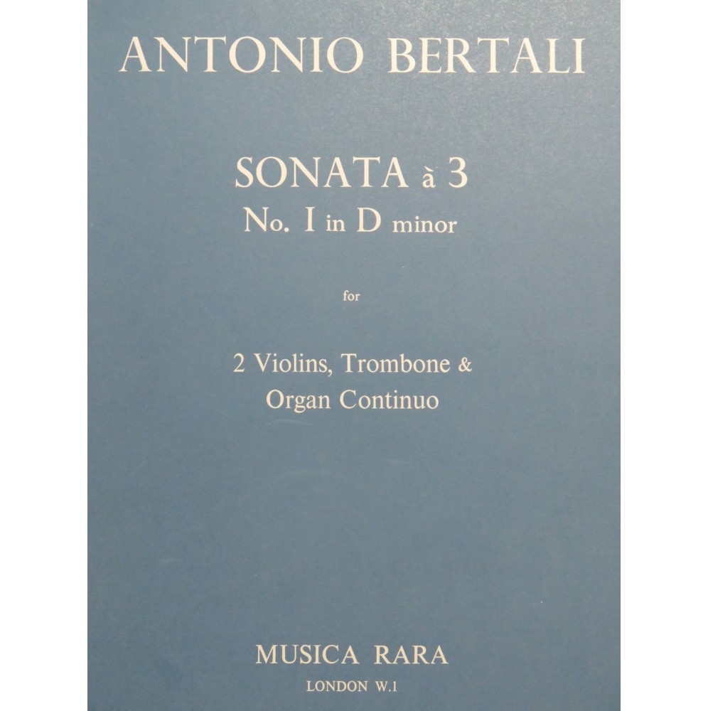 BERTALI Antonio Sonata à 3 No 1 D minor Violon Trombone Orgue 1971
