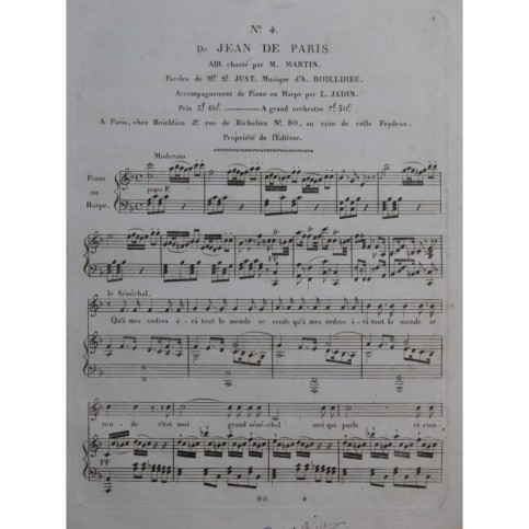 BOIELDIEU Adrien Jean de Paris No 4 Chant Piano ou Harpe ca1815