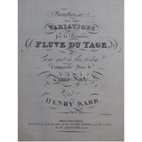 KARR Henry Fantaisie Romance Fleuve du Tage op 37 Piano ca1820