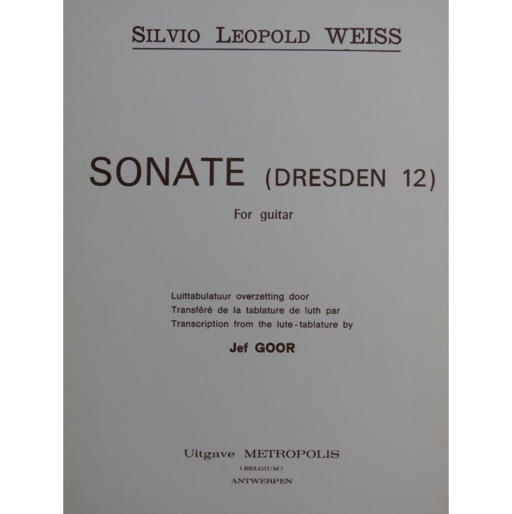 WEISS Sylvius Leopold Sonate Dresden 12 Guitare 1971