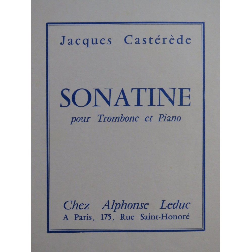 CASTÉRÈDE Jacques Sonatine Piano Trombone 1974